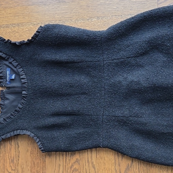 Banana Republic Wool Blend Black Sleeveless Lined Dress Ruffled Accents 8 - Picture 5 of 10